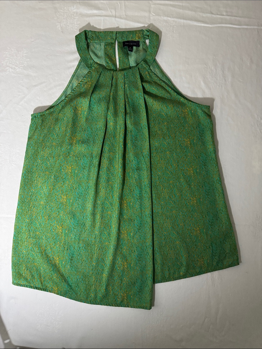 The Limited Sleeveless Green and Gold Halter Top